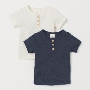 H&M Baby 2 pack cotton Henley T-shirts 18m